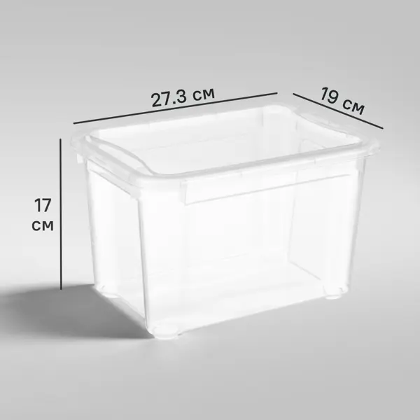 Ящик Кристалл 27.3x17x19 см 5.5 л пластик с крышкой цвет прозрачный