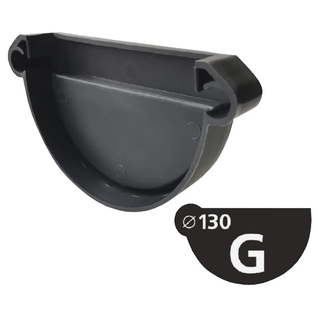 заглушка желоба IMPLAST G130/80 130мм L/R графит