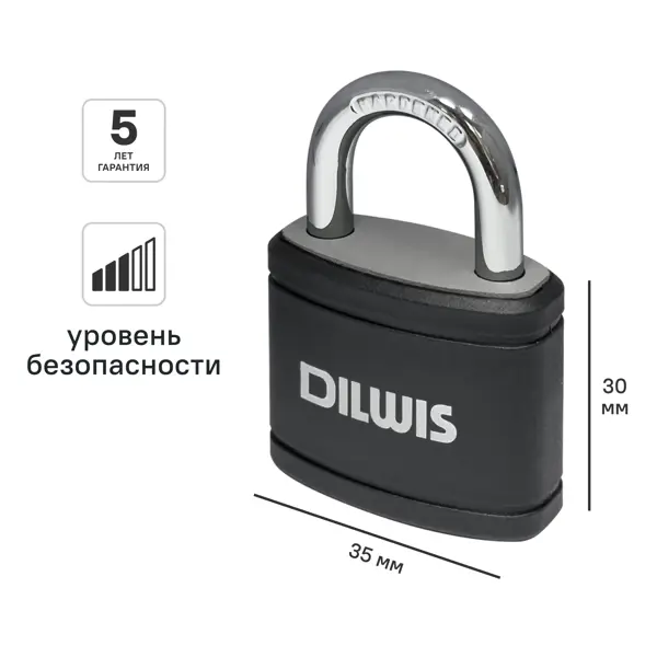 Замок навесной DILWIS 30x35 мм чугун