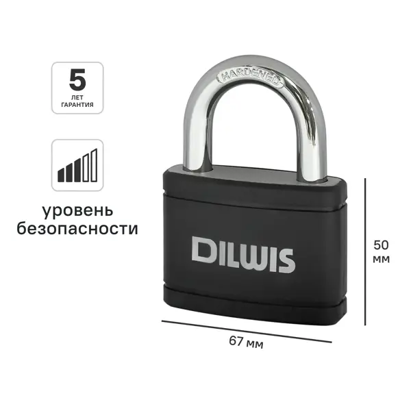 Замок навесной DILWIS 50x67 мм чугун