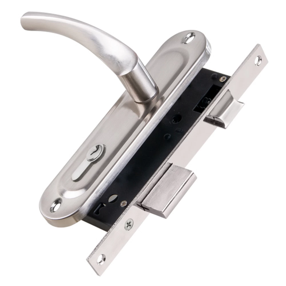 Замок врезной Punto LOCKSET16.CRONA.4070-1 SN для входной двери под цилиндр матовый никель 5 ключей