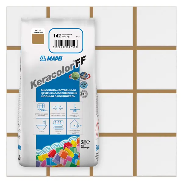 Затирка цементная Mapei Keracolor FF 142 цвет коричневый 2 кг