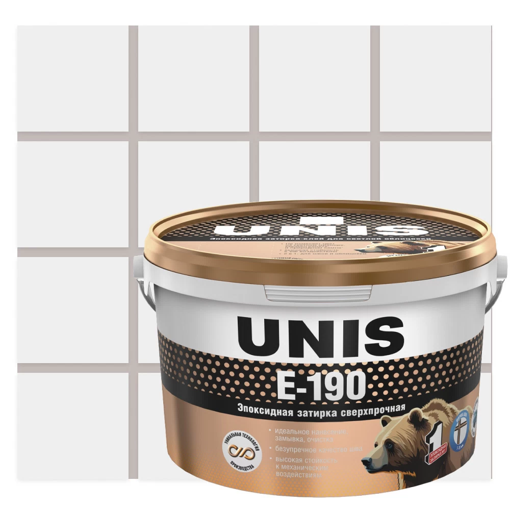 Затирка эпоксидная эластичная Unis E-190 жемчужно-серая с09 2 кг