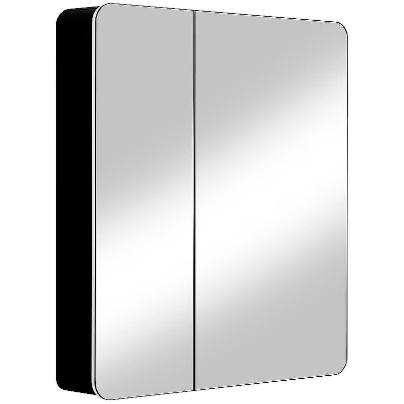 Зеркальный шкаф Reflexion Black 760х850 RF2002BL с подсветкой Черный матовый
