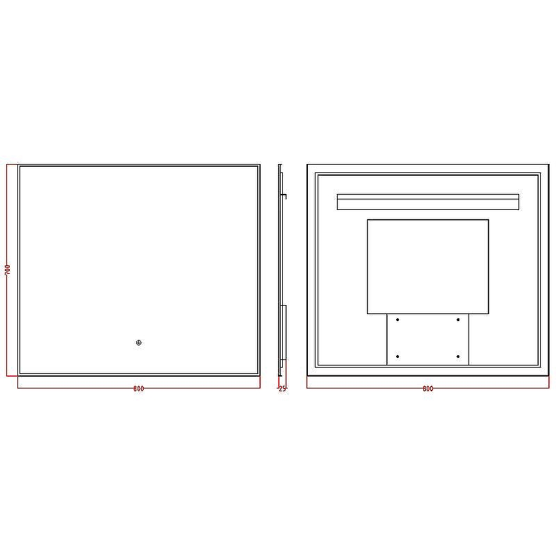 Зеркало Boheme Modern 100x70 543-100-B с подсветкой Черное с сенсорным выключателем и подогревом