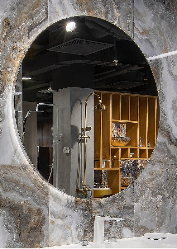 Зеркало Boheme Modern 80x70 543-080-B с подсветкой Черное с сенсорным выключателем и подогревом