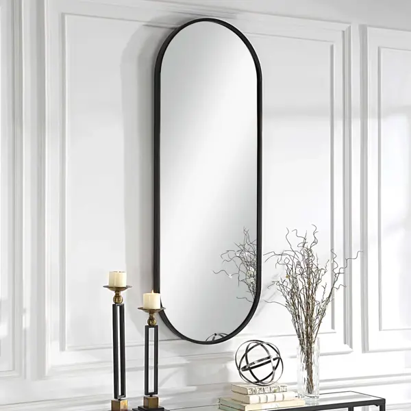 Зеркало декоративное настенное A+T Home Decor овальное 50x170 см металл цвет черный