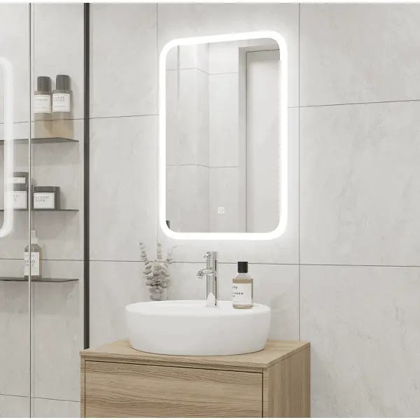 Зеркало для ванной Light Led с подсветкой 40x60 см цвет белый