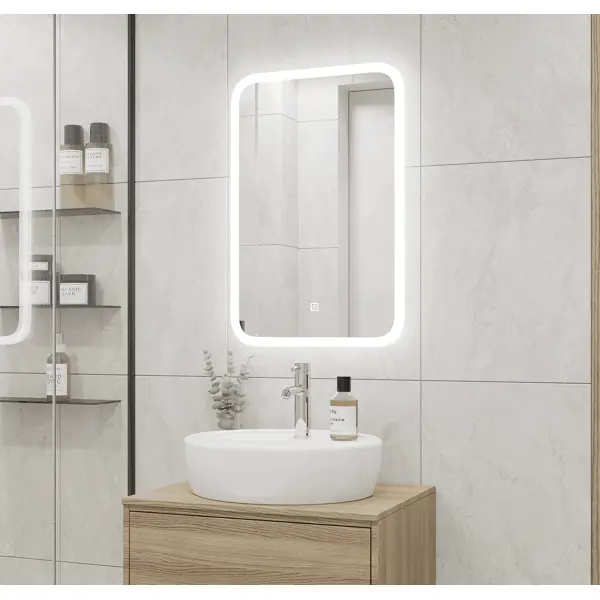 Зеркало для ванной Light Led с подсветкой 50x60 см цвет белый