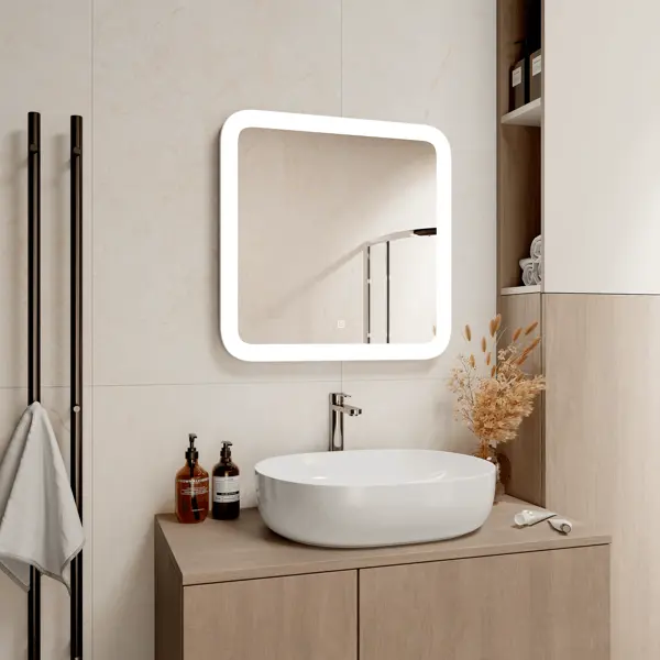 Зеркало для ванной Luxury с подсветкой 60x60 см