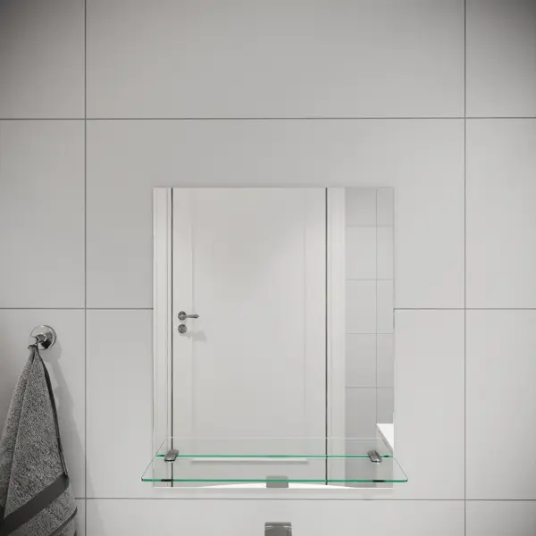Зеркало для ванной Omega Glass NNKP003М с полкой 40x50 см прямоугольное
