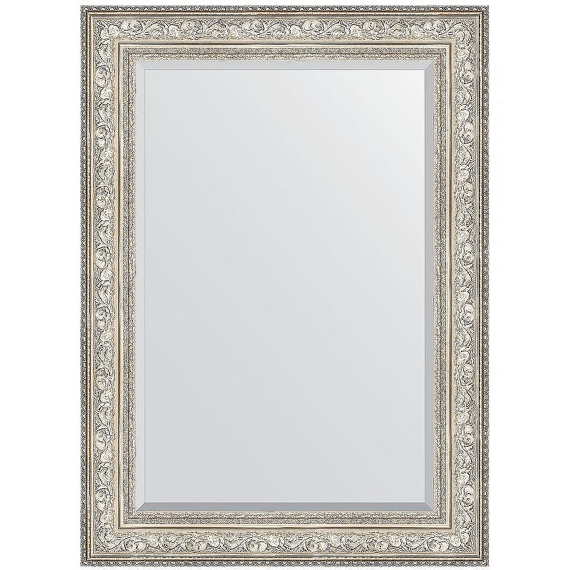 Зеркало Evoform Exclusive 110х80 BY 3478 с фацетом в багетной раме - Виньетка серебро 109 мм