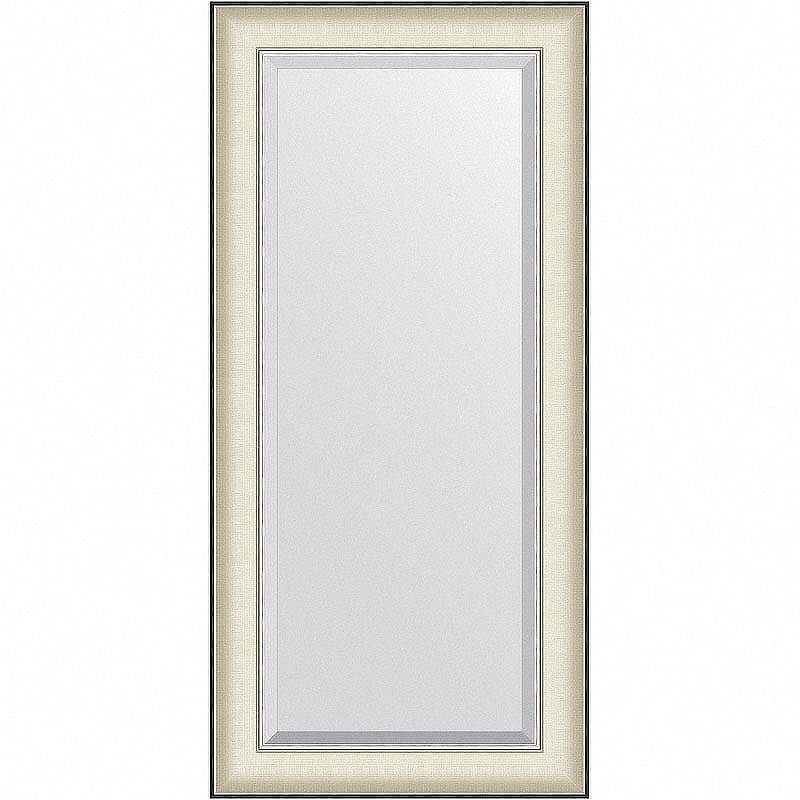 Зеркало Evoform Exclusive 114х54 BY 7453 с фацетом в багетной раме - Белая кожа с хромом 78 мм