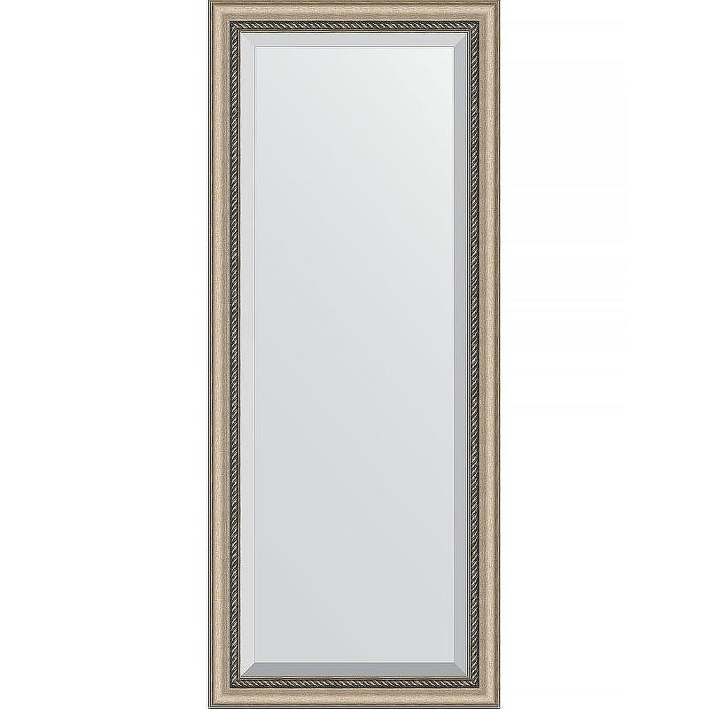Зеркало Evoform Exclusive 153х63 BY 1182 с фацетом в багетной раме - Состаренное серебро с плетением 70 мм