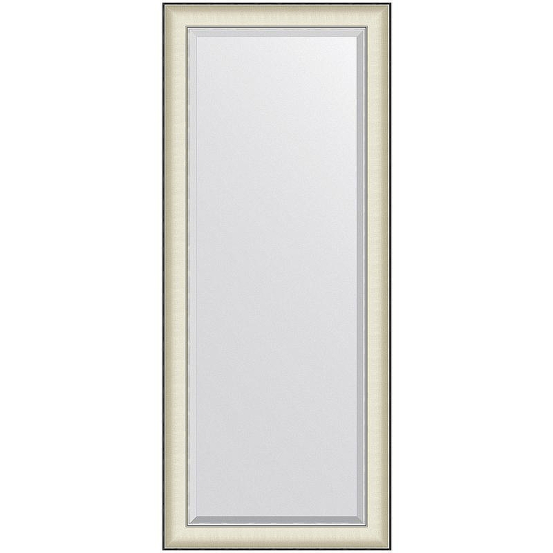 Зеркало Evoform Exclusive 154х64 BY 7456 с фацетом в багетной раме - Белая кожа с хромом 78 мм