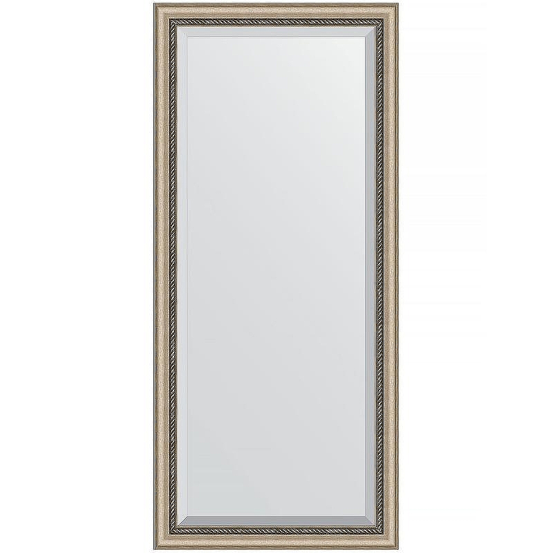 Зеркало Evoform Exclusive 163х73 BY 1202 с фацетом в багетной раме - Состаренное серебро с плетением 70 мм