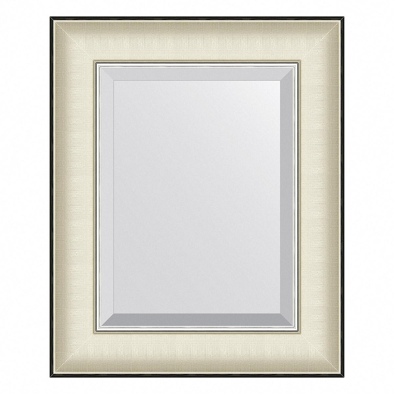 Зеркало Evoform Exclusive 44х54 BY 7420 с фацетом в багетной раме - Белая кожа с хромом 78 мм