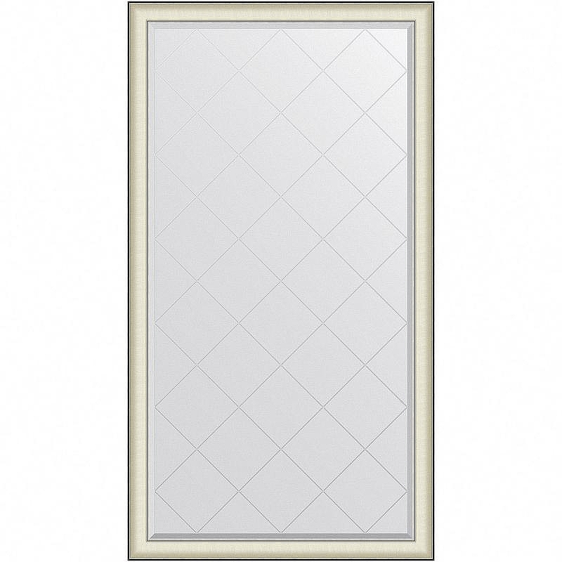 Зеркало Evoform Exclusive-G Floor 200х109 BY 6394 с гравировкой в багетной раме - Белая кожа с хромом 78 мм