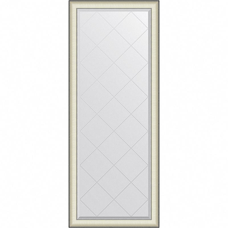 Зеркало Evoform Exclusive-G Floor 200х79 BY 6393 с гравировкой в багетной раме - Белая кожа с хромом 78 мм