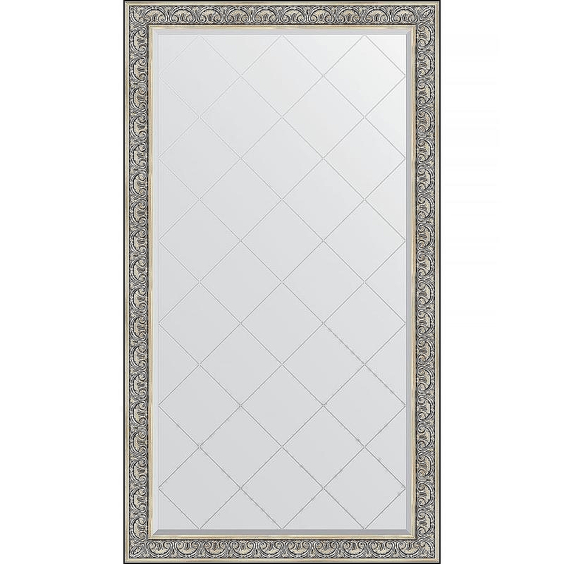 Зеркало Evoform Exclusive-G Floor 205х115 BY 6374 с гравировкой в багетной раме - Барокко серебро 106 мм