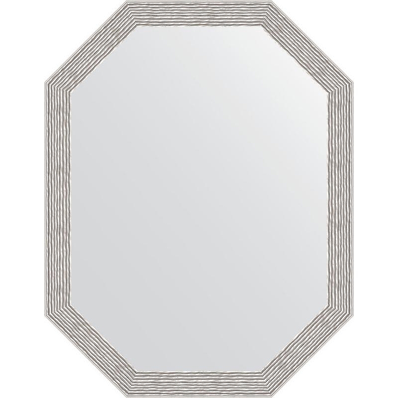 Зеркало Evoform Octagon 53x68 BY 7010 в багетной раме - Волна алюминий 46 мм