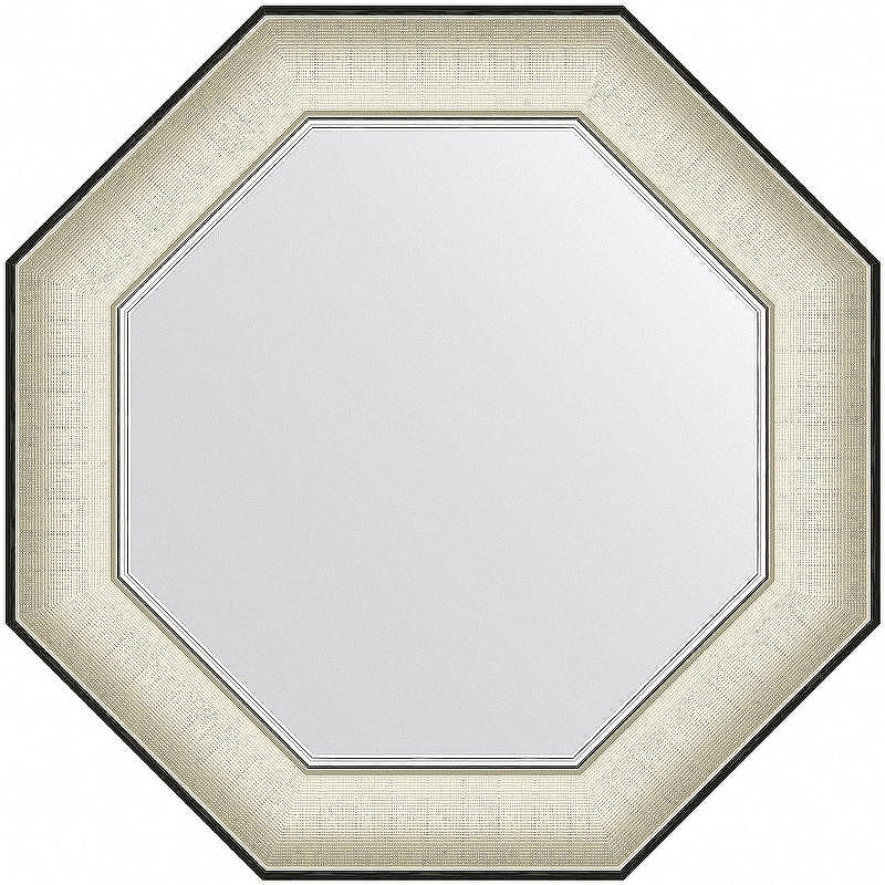 Зеркало Evoform Octagon 54x54 BY 7439 в багетной раме - Белая кожа с хромом 78 мм