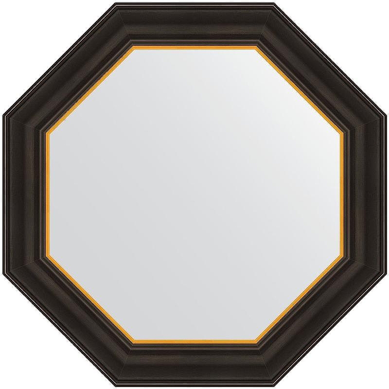 Зеркало Evoform Octagon 58x58 BY 7402 в багетной раме - Черное дерево с золотом 71 мм