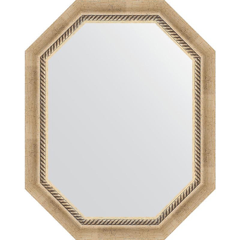 Зеркало Evoform Octagon 58x73 BY 7110 в багетной раме - Состаренное серебро с плетением 70 мм