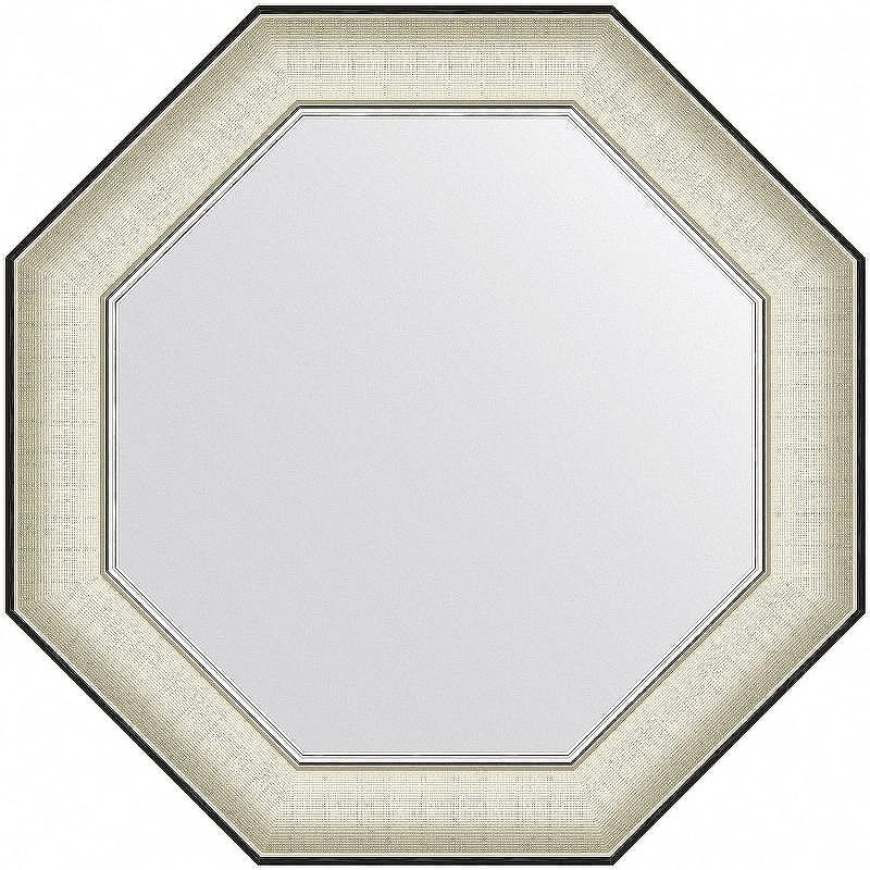 Зеркало Evoform Octagon 59x59 BY 7446 в багетной раме - Белая кожа с хромом 78 мм