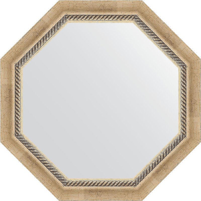 Зеркало Evoform Octagon 63х63 BY 3755 в багетной раме - Состаренное серебро с плетением 70 мм