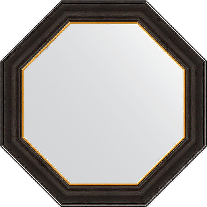 Зеркало Evoform Octagon 64х64 BY 3875 в багетной раме - Черное дерево с золотом 71 мм