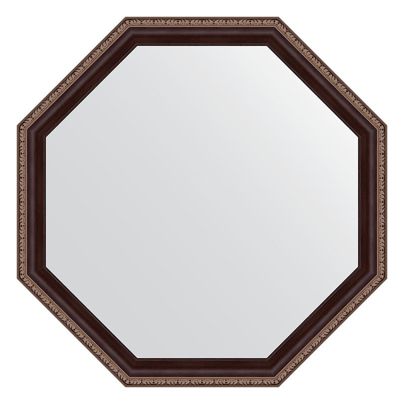 Зеркало Evoform Octagon 64х64 BY 7399 в багетной раме - Махагон с орнаментом 50 мм