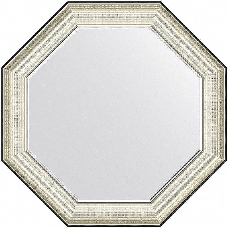 Зеркало Evoform Octagon 64x64 BY 7440 в багетной раме - Белая кожа с хромом 78 мм