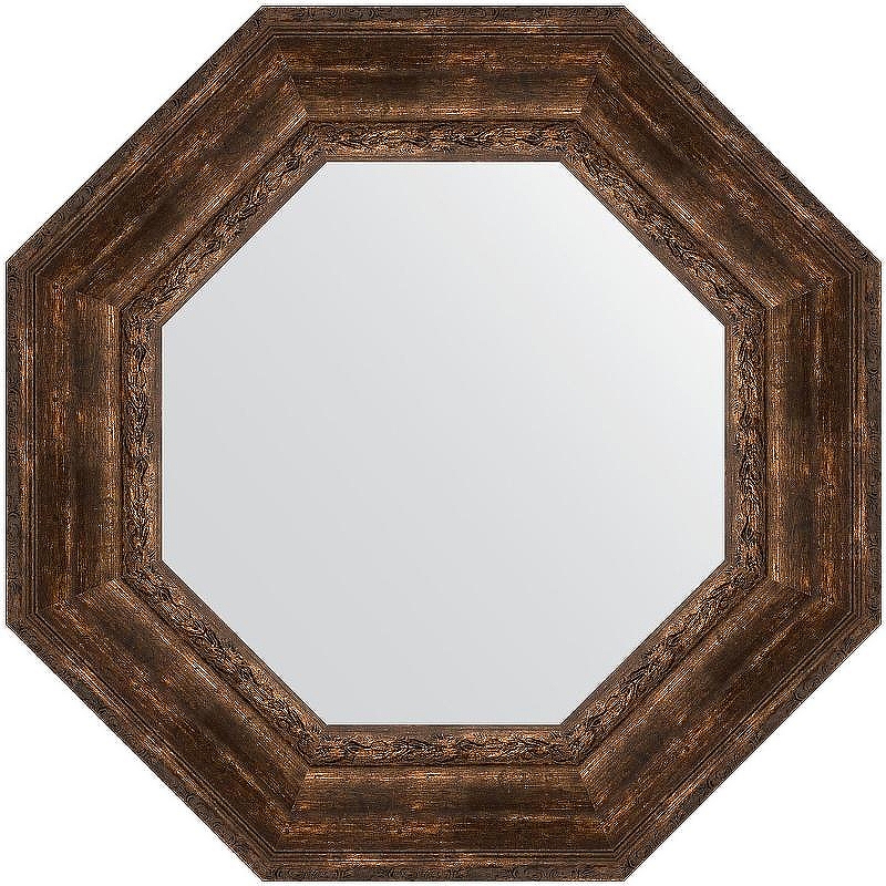 Зеркало Evoform Octagon 67x67 BY 7394 в багетной раме - Состаренное дерево с орнаментом 120 мм