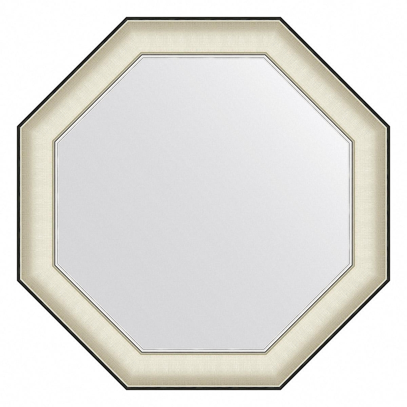 Зеркало Evoform Octagon 69х69 BY 0551 в багетной раме - Белая кожа с хромом 78 мм