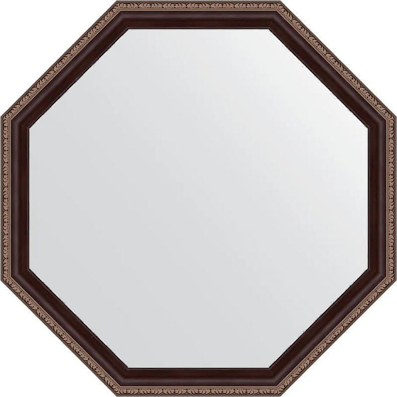 Зеркало Evoform Octagon 69х69 BY 3867 в багетной раме - Махагон с орнаментом 50 мм