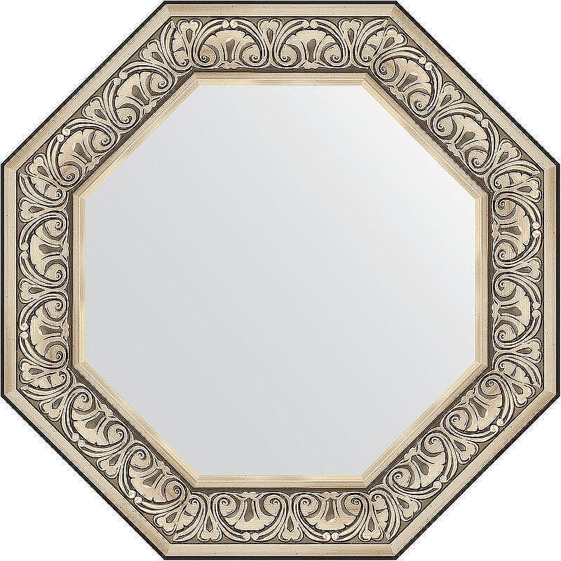 Зеркало Evoform Octagon 70х70 BY 3848 в багетной раме - Барокко серебро 106 мм