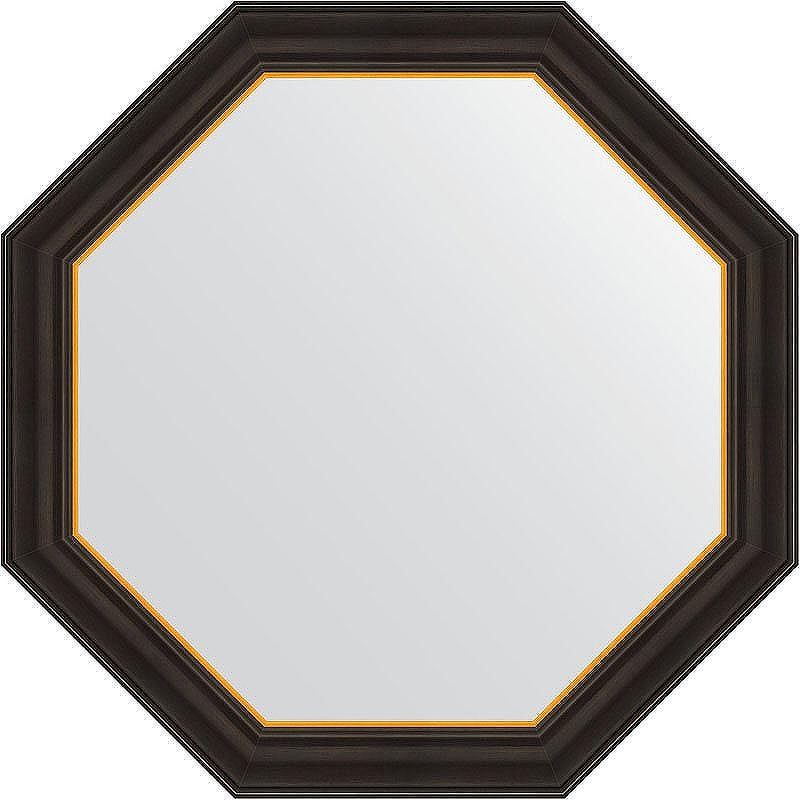 Зеркало Evoform Octagon 74х74 BY 3876 в багетной раме - Черное дерево с золотом 71 мм