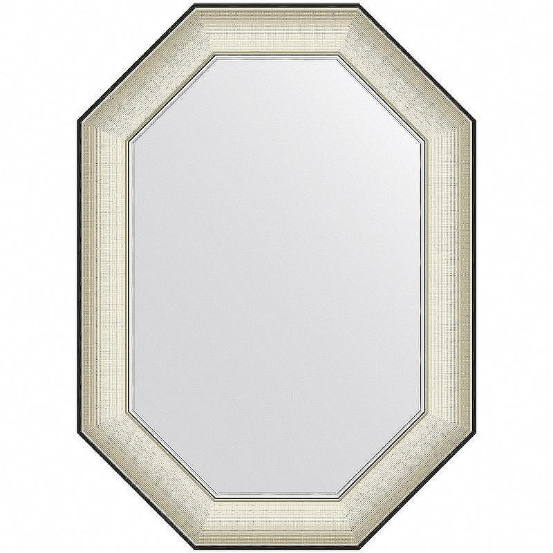 Зеркало Evoform Octagon 74x54 BY 7442 в багетной раме - Белая кожа с хромом 78 мм
