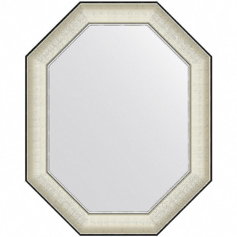 Зеркало Evoform Octagon 74x59 BY 7443 в багетной раме - Белая кожа с хромом 78 мм