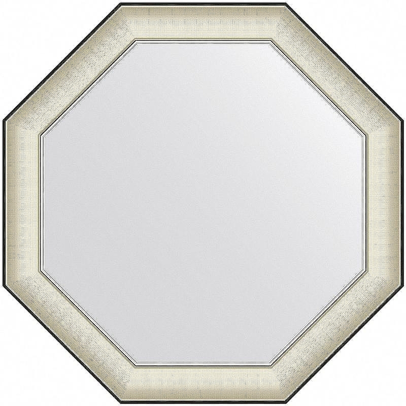 Зеркало Evoform Octagon 74x74 BY 7441 в багетной раме - Белая кожа с хромом 78 мм