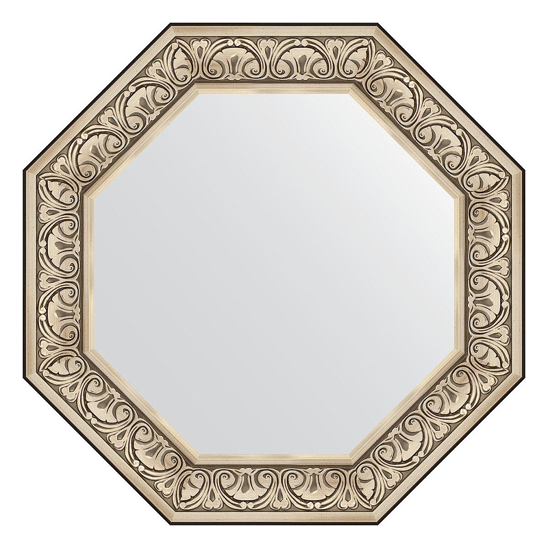 Зеркало Evoform Octagon 75х75 BY 7385 в багетной раме - Барокко серебро 106 мм