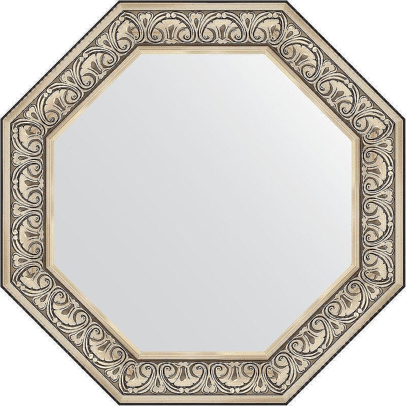 Зеркало Evoform Octagon 80х80 BY 3849 в багетной раме - Барокко серебро 106 мм