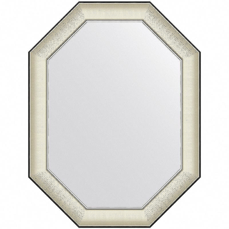 Зеркало Evoform Octagon 84x64 BY 7444 в багетной раме - Белая кожа с хромом 78 мм