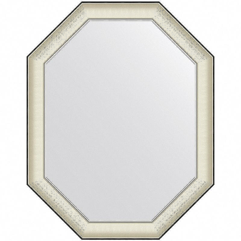 Зеркало Evoform Octagon 94x74 BY 7445 в багетной раме - Белая кожа с хромом 78 мм