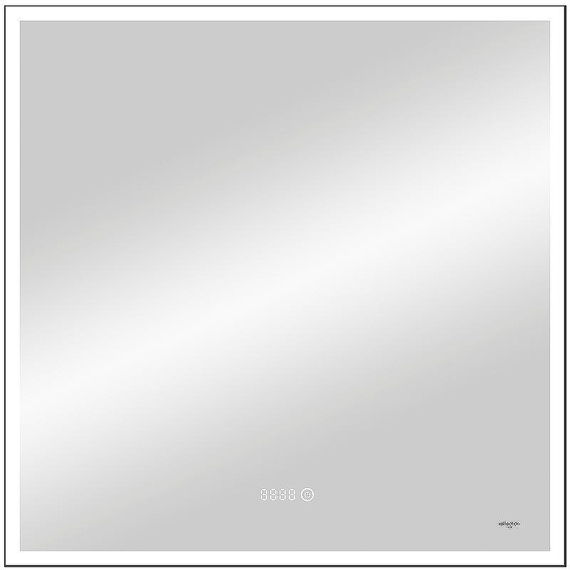 Зеркало Reflexion Ghost 800х800 RF5224GH с подсветкой Черное с сенсорным выключателем, диммером и часами
