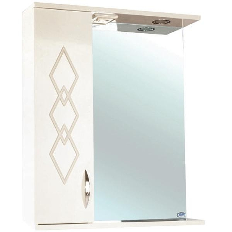 Зеркало со шкафом Bellezza Элеганс 50 L 4618606522077 с подсветкой Бежевое