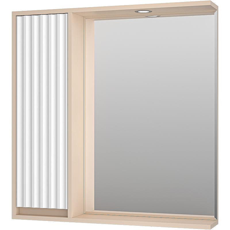Зеркало со шкафом Brevita Balaton 80 L BAL-04080-03-01Л с подсветкой Белое матовое Бежевое матовое
