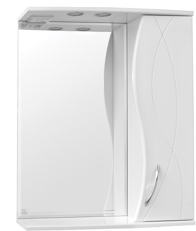 Зеркало со шкафом Style Line Амелия 65 с подсветкой Белый глянец