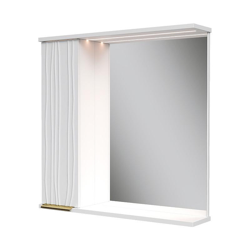 Зеркало со шкафом Volna Lotty Gold 70 L zsLOTTYGD70.L-04 с подсветкой цвет Белый